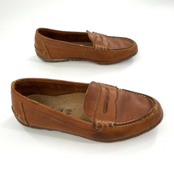 Timberland‎ Mens Driving Mocs Loafers Brown Leather 9 - Picture 1 of 10
